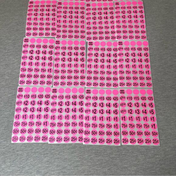 Sunburst Systems Priced & Numbered Garage Sale Stickers 16 PCS. Set - Pink - Picture 3 of 6